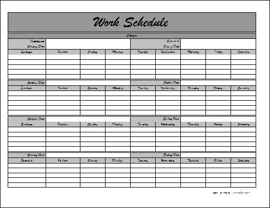 Mws Work Schedule. Biweekly Work Schedule Template Free Weekly 