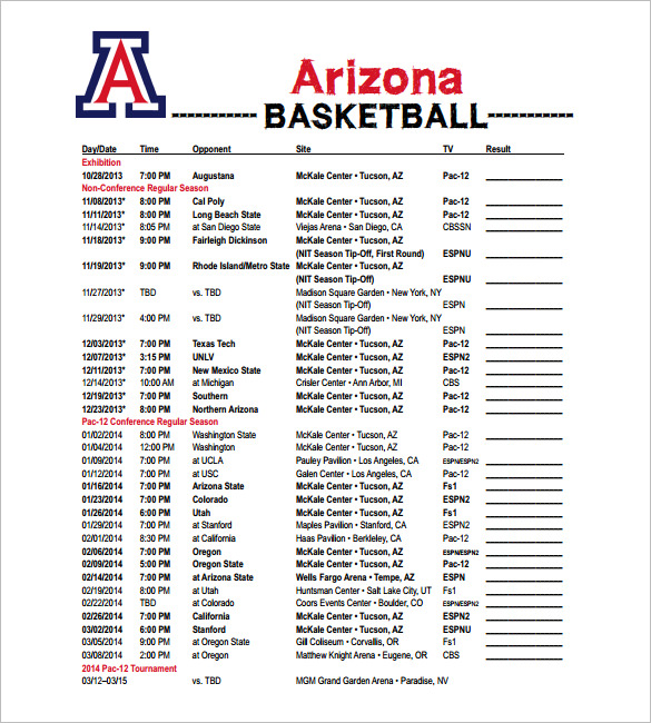 14+ Basketball Schedule Template Free Word, Excel, PDF Format 
