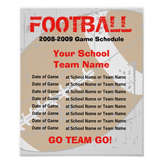 Football Schedule Poster Template | Zazzle.com