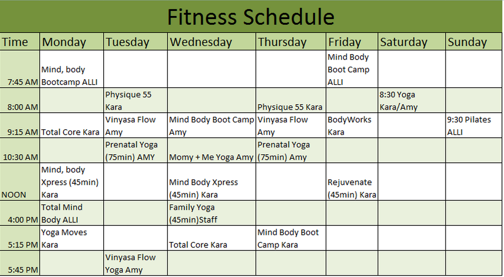Fitness Schedule Template 7 Free Templates Schedule Templates