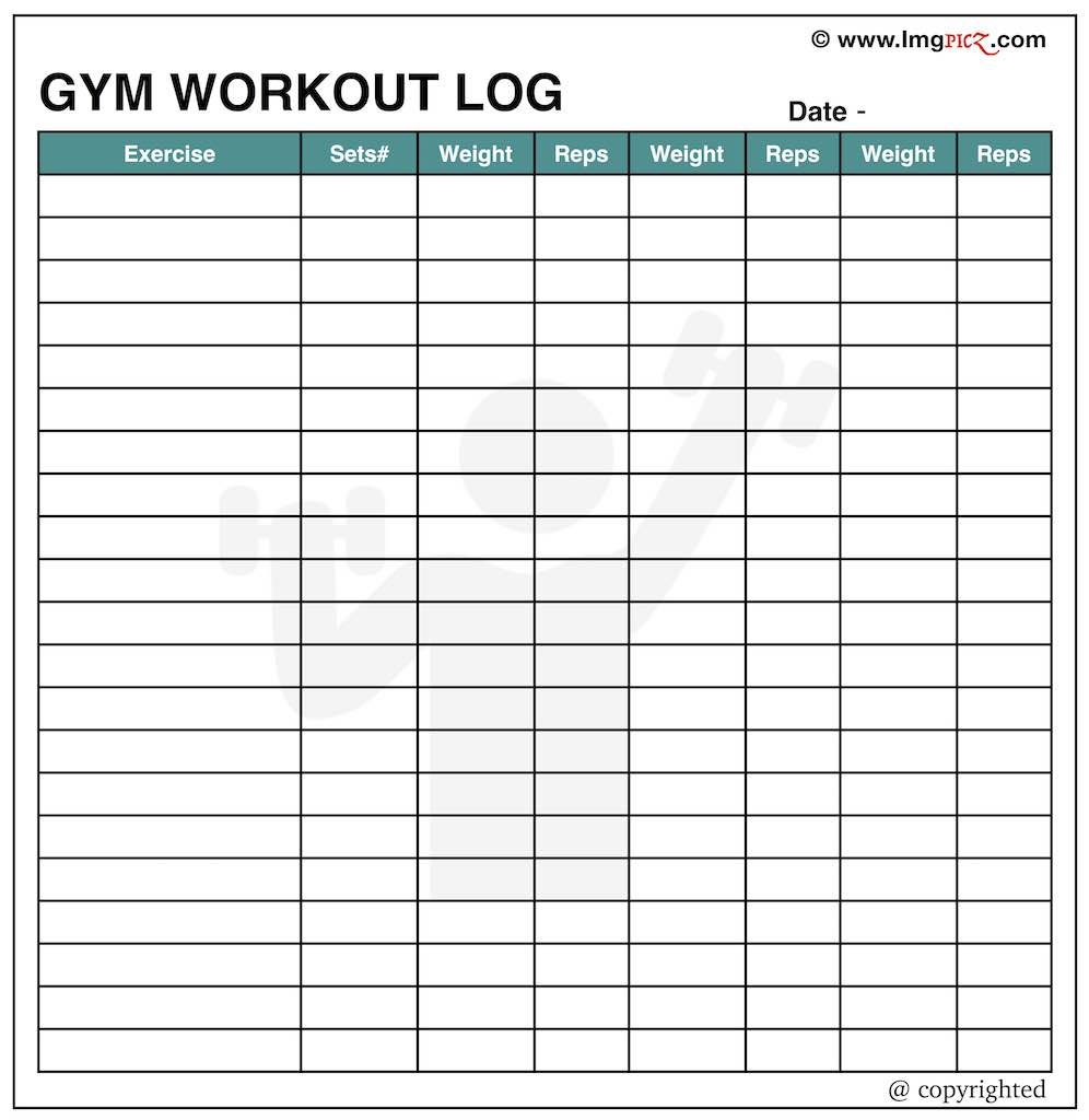 Workout Log Template Excel | Free Gym Schedule & Plan Chart Printable