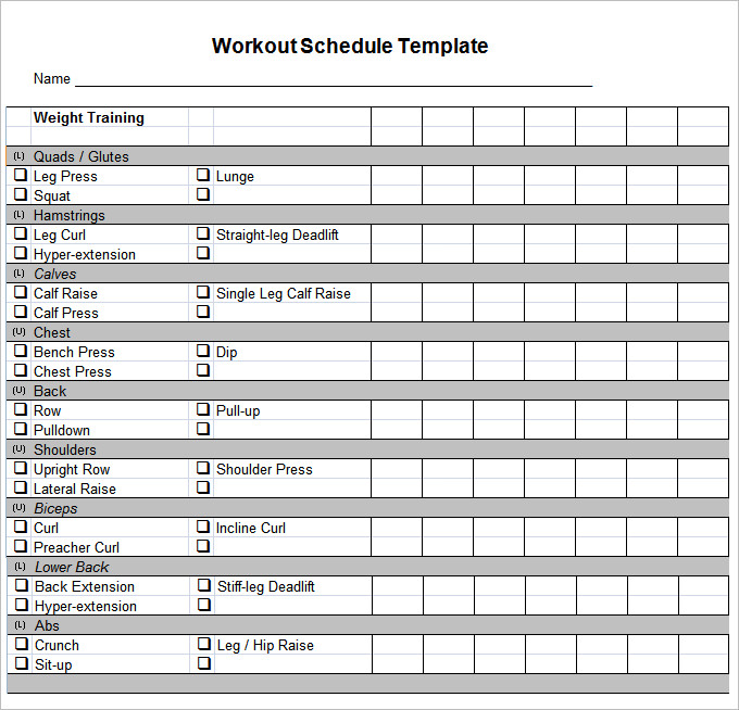 Workout Schedule Template 17+ Free Word, Excel, PDF Format 