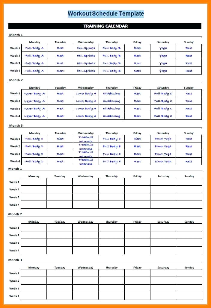 Workout Schedule Template Excel Workout Schedule Template Schedule 