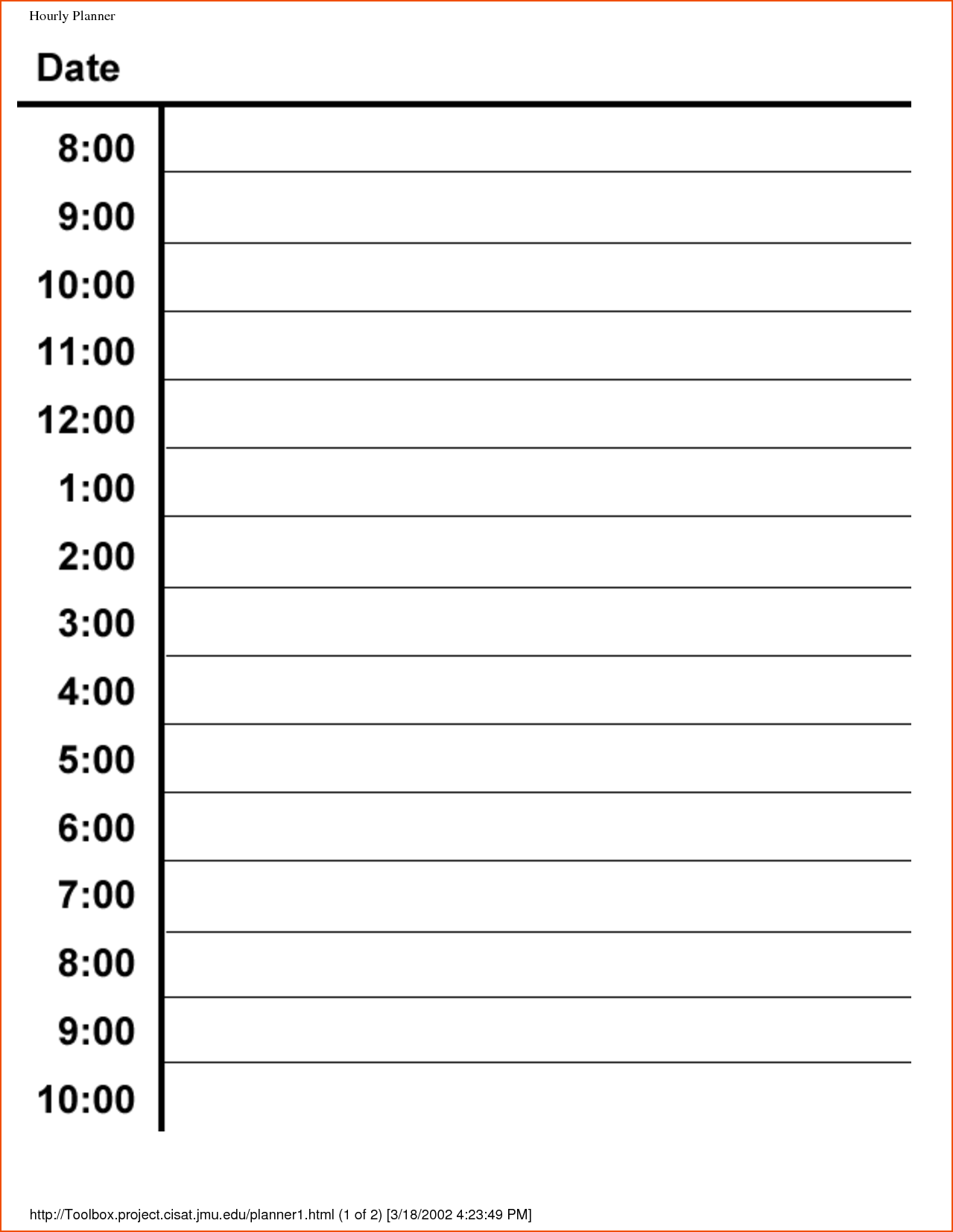 hourly schedule template word printable schedule template