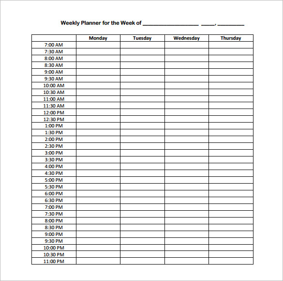 Free Printable Weekly Hourly Daily Planner | Student Handouts