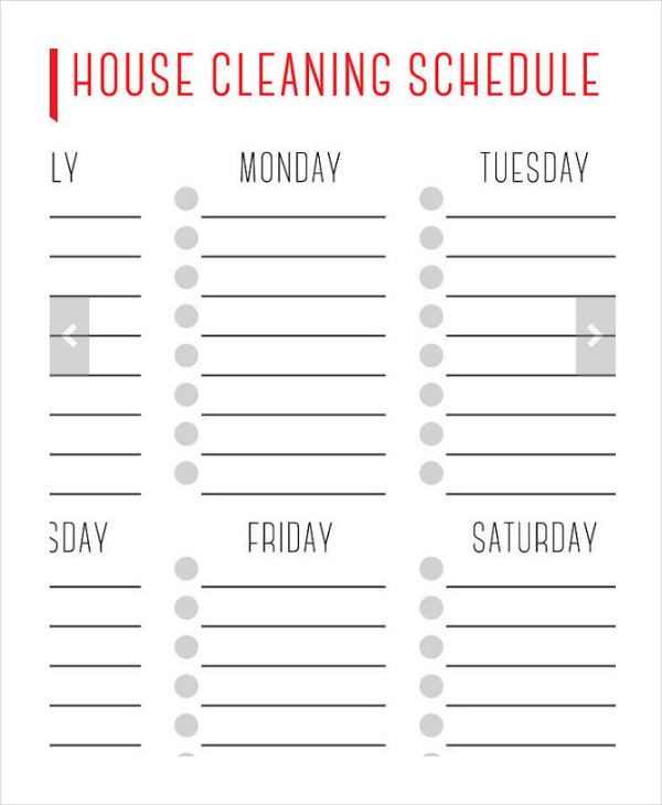 Weekly House Cleaning Schedule Template & Checklist Chart, Printable