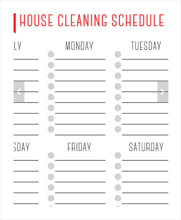 Weekly Cleaning Schedule Template Complete Housekeeping Printable 
