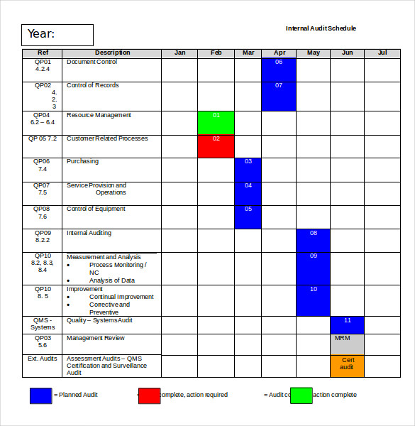 Images of Internal Audit Schedule Template Excel