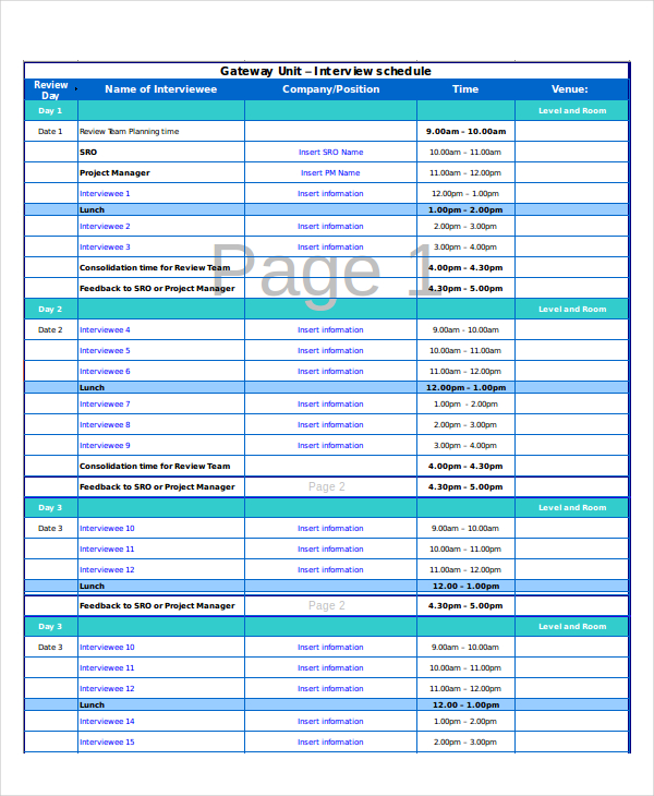 Excel Schedule Template 11+ Free PDF, Word Download Document 