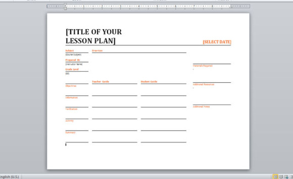 Daily Lesson Planner Template For Word