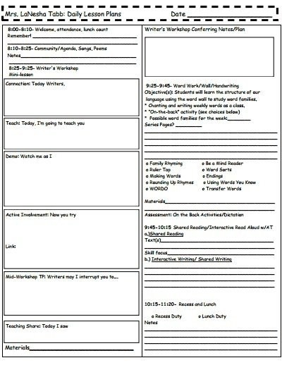 Google Docs Lesson Plan Template | Business Plan Template