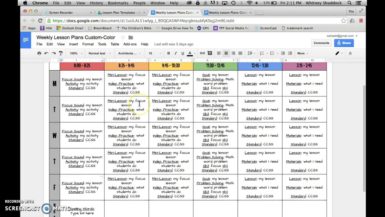 Lesson Plan Templates: Google Drive YouTube