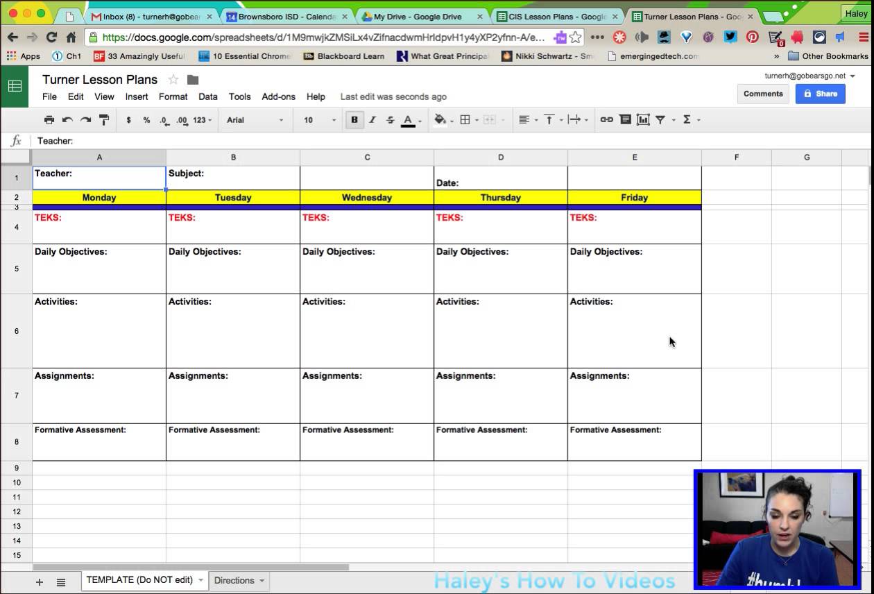 Creating Lesson Plans from a Template in Google Sheets YouTube