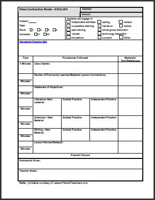 Lesson & Unit Plan Templates for Middle or High School | School 
