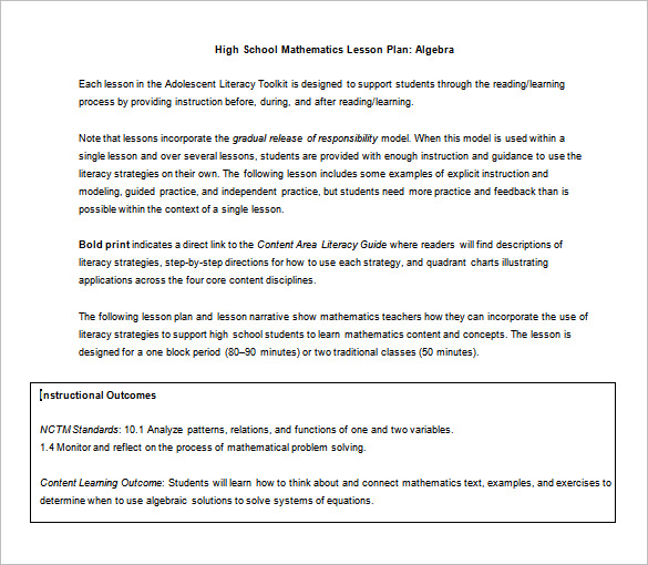 This is a editable lesson plan template for an individual subject 
