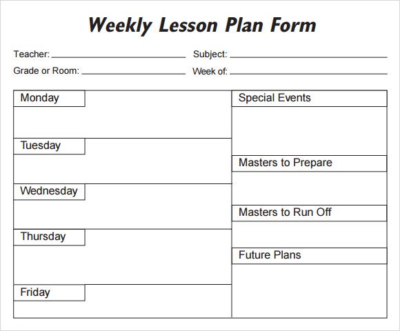 weekly lesson plan template weekly lesson plan template 8 free 