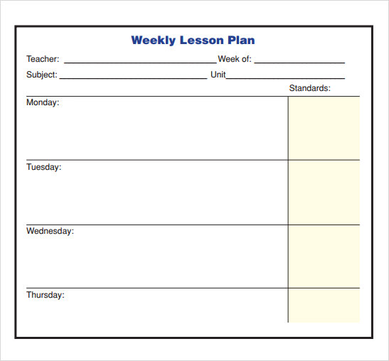 Image result for tuesday thursday weekly lesson plan template 