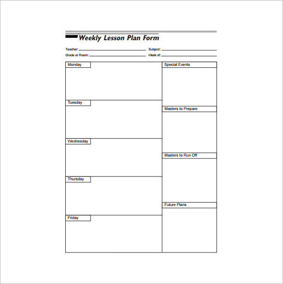 weekly lesson plan template weekly lesson plan template 8 free 