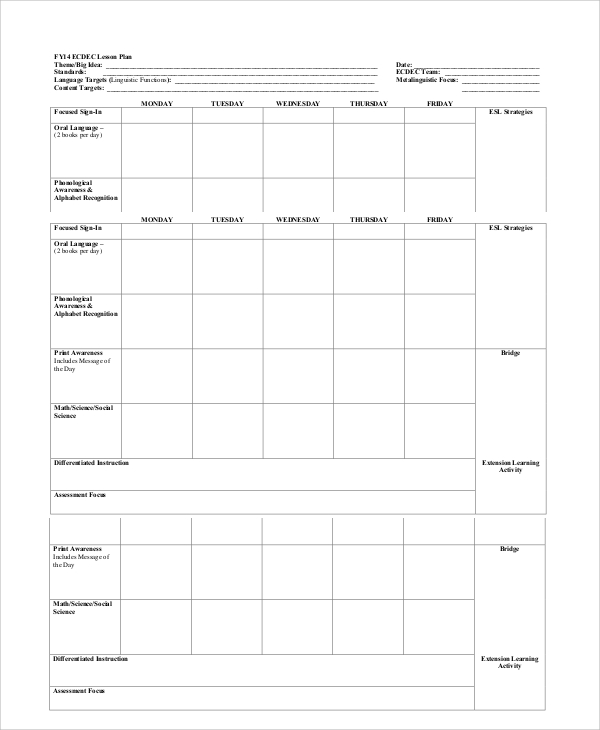 Printable Lesson Plan 7+ Free Word, PDF Documents Download 