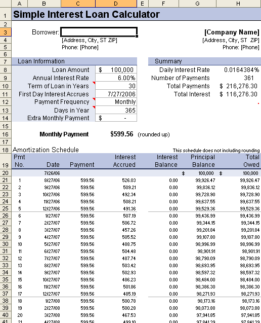 Amortization Schedule Template