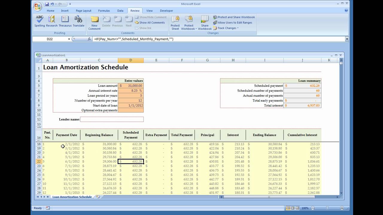 Loan Amortization Calculator (Installed Excel Template) YouTube