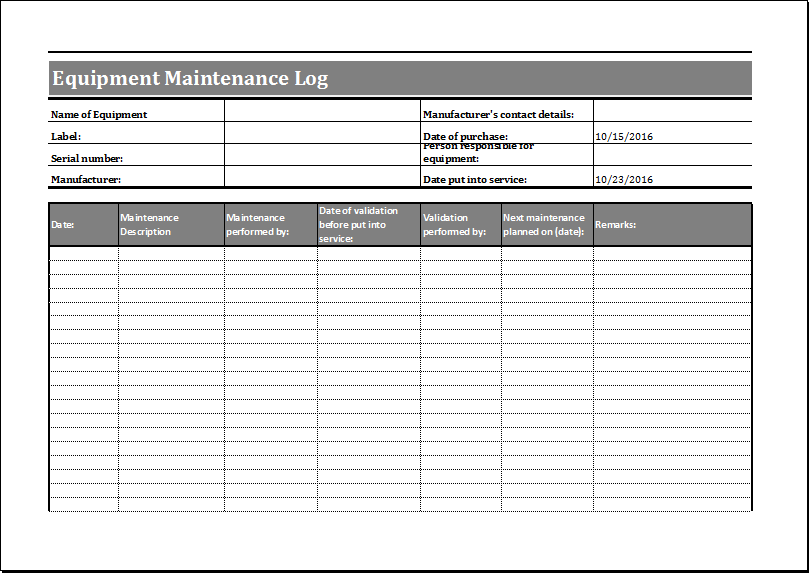 Preventive Maintenance Schedule Template 35+ Free Word, Excel 