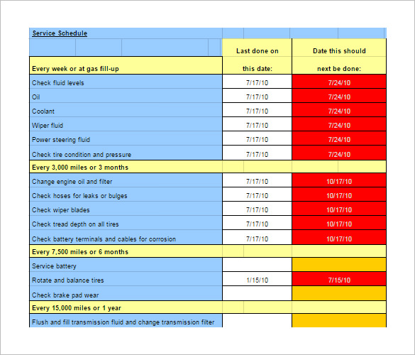 Maintenance Schedule Templates 28+ Free Word, Excel, PDF Format 