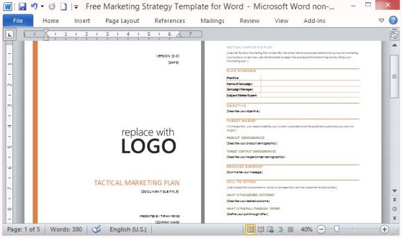 Free Marketing Strategy Template for Word