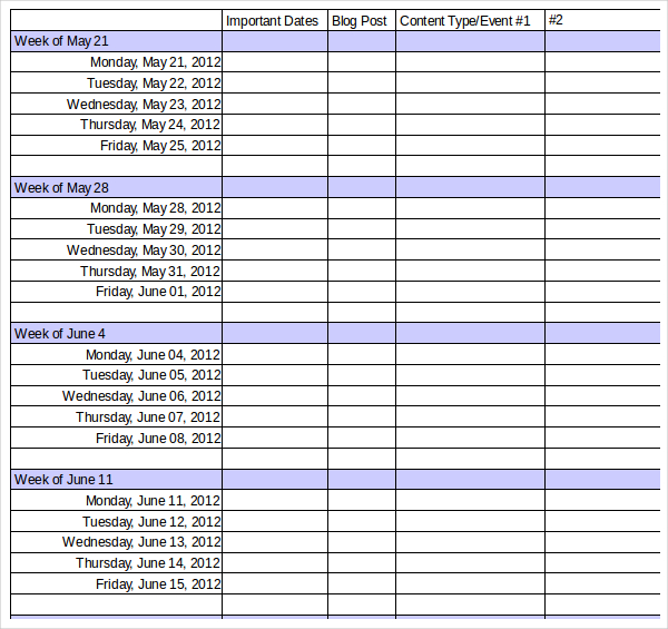 Marketing Calendar Template 3 Free Excel Documents Download 