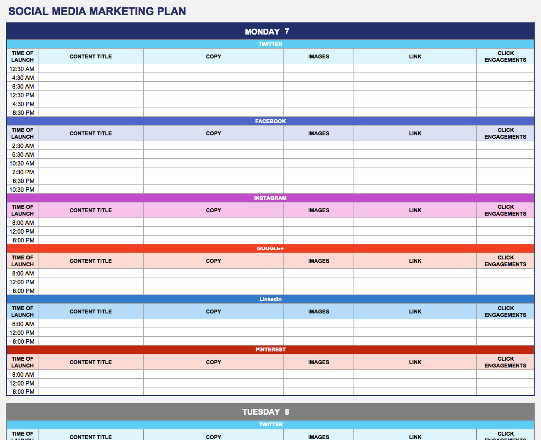 Free Marketing Plan Templates for Excel Smartsheet