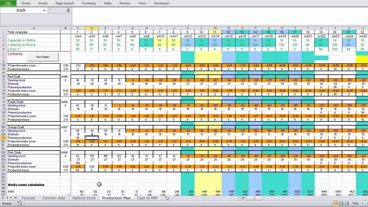 General Ledger Template Excel Production Planning Excel Solver Pre 