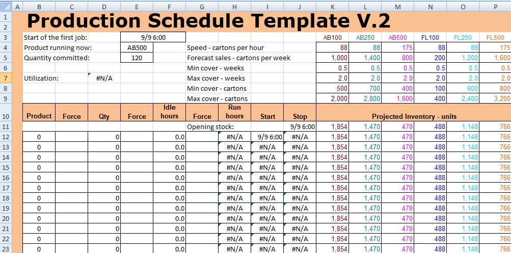 Master Schedule Template Excel Collection - Riset