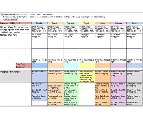 Weekly Meal Plan Template Google Docs