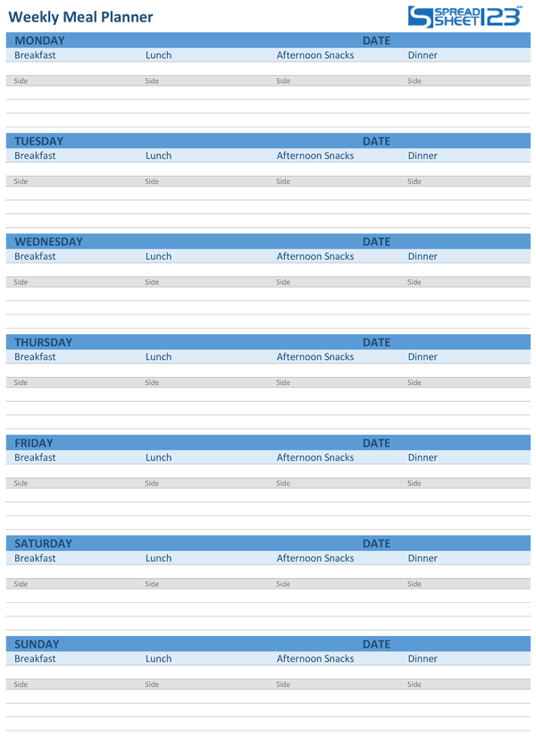 Meal Planner and Weekly Menu Planner Templates