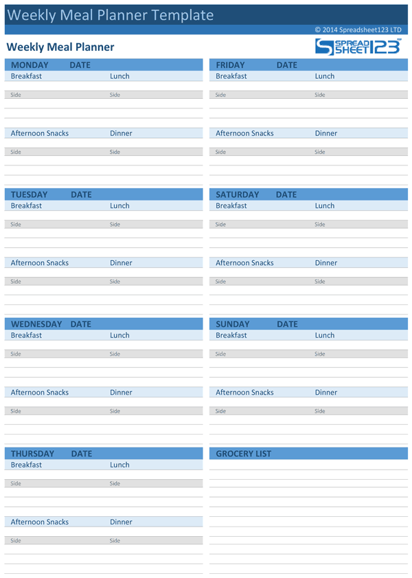 Weekly Meal Planner Template