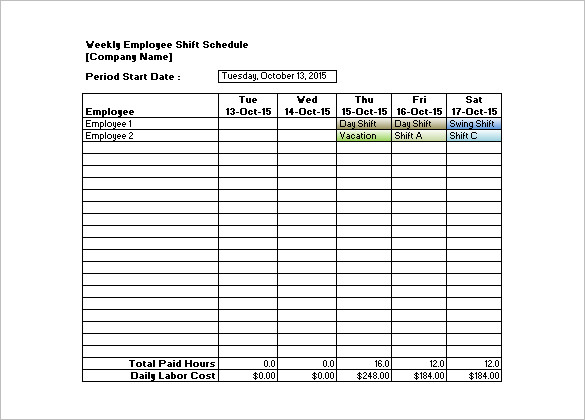 Shift Schedule Templates – 12+ Free Word, Excel, PDF Format 