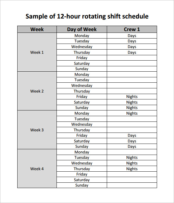 Free Rotation Schedule Template