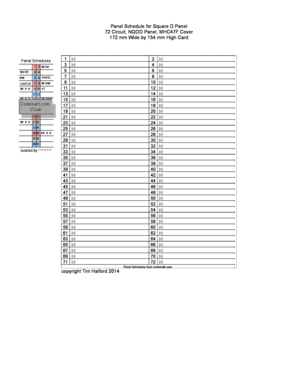 Panel Schedule Square D Fill Online, Printable, Fillable, Blank 