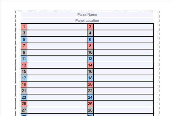 Panel Schedule Template Premium , Forms 