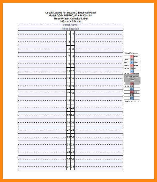 Panel Schedule Template Square D – printable schedule template