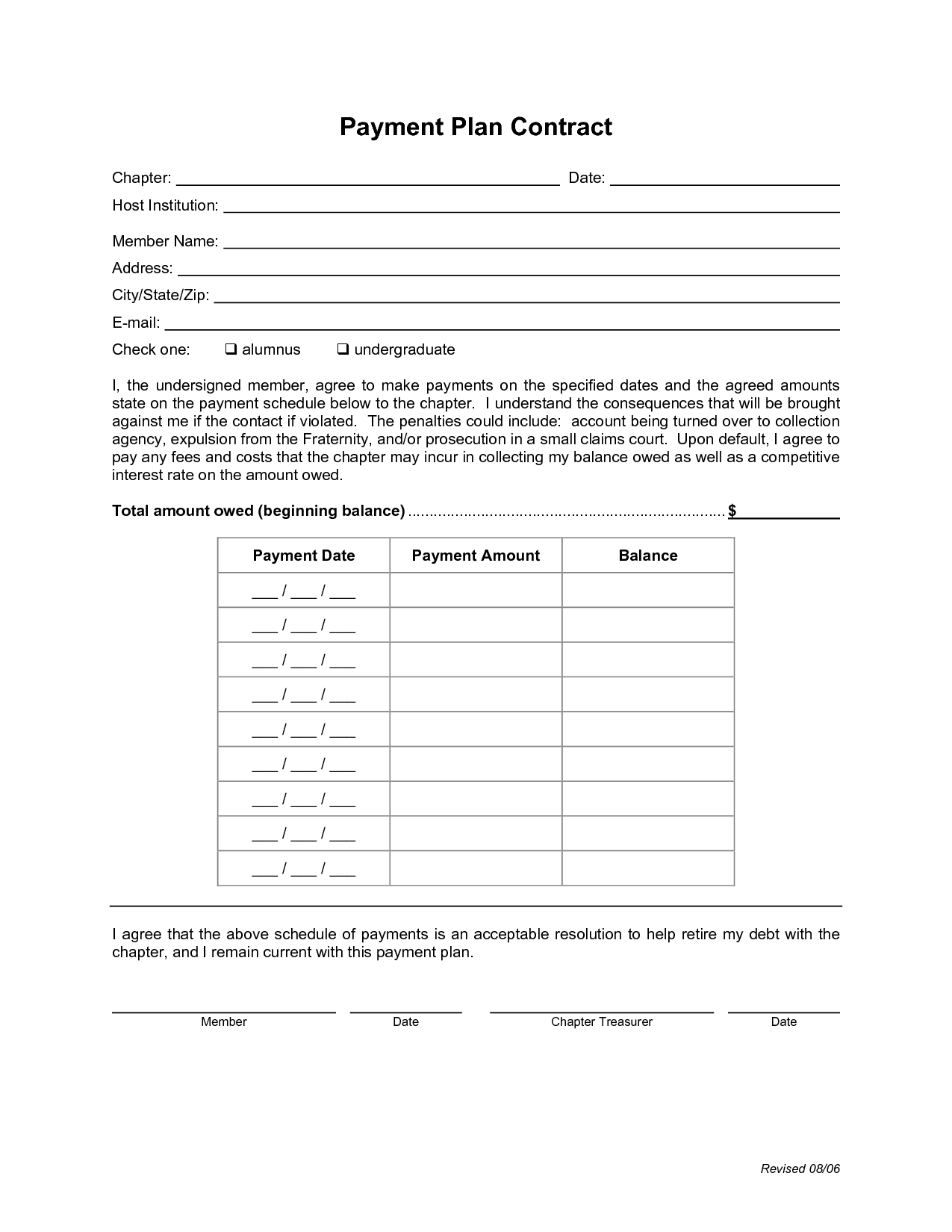 payment plan template