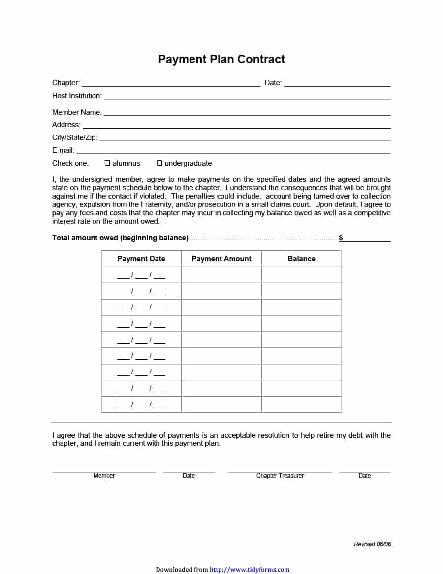 Great Payment Plan / Schedule Templates 