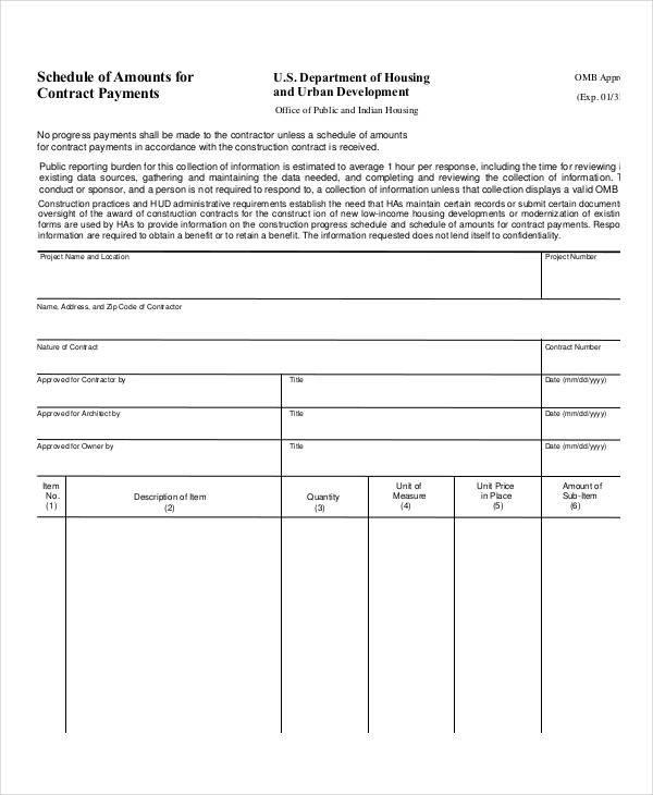 Contract Payment Schedule Template 10+ Free Word, PDF Format 