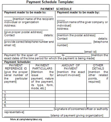 Payment Schedule Template