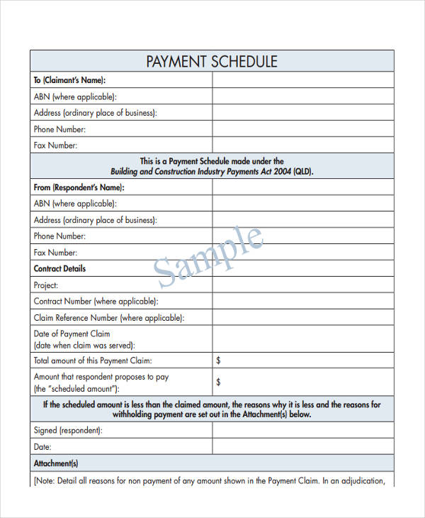 6+ Project Payment Schedule Templates 6+ Free Word, PDF Format 