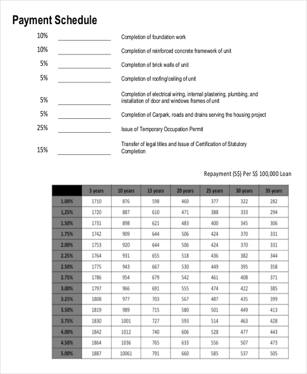 16+ Payment Schedule Templates Word, Excel, PDF | Free & Premium 