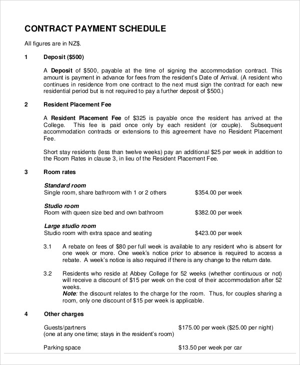 15+ Contract Payment schedule Templates Sample, Example | Free 