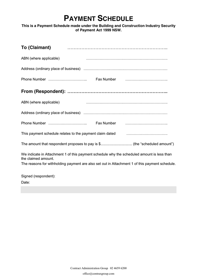 payment schedule agreement template contract payment schedule 