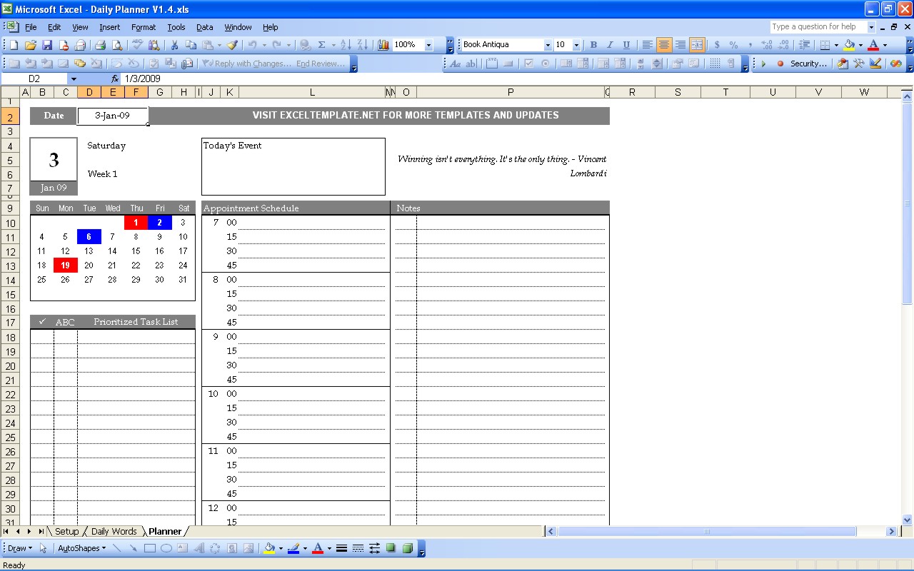 Daily Planner Template DC Design