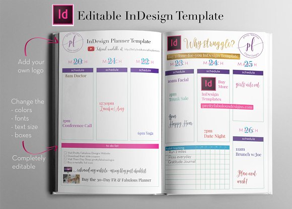 Weekly Calendar | InDesign Template ~ Stationery Templates 